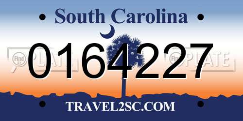 0164227 South Carolina License Plate