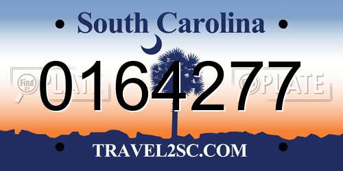 0164277 South Carolina License Plate