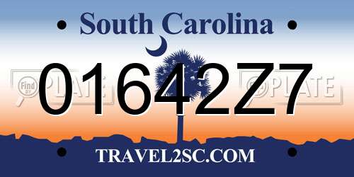 01642Z7 South Carolina License Plate