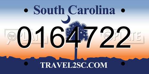 0164722 South Carolina License Plate