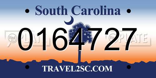 0164727 South Carolina License Plate