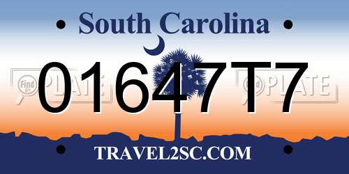 01647T7 South Carolina License Plate