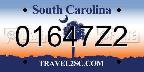 01647Z2 South Carolina License Plate