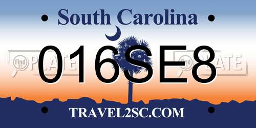 016SE8 South Carolina License Plate
