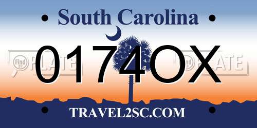 0174OX South Carolina License Plate