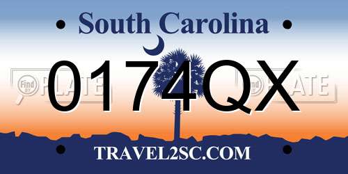0174QX South Carolina License Plate