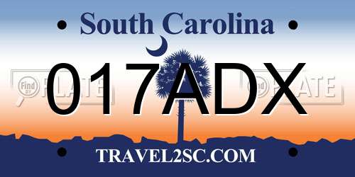 017ADX South Carolina License Plate