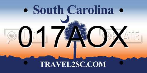 017AOX South Carolina License Plate