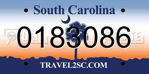 0183086 South Carolina License Plate