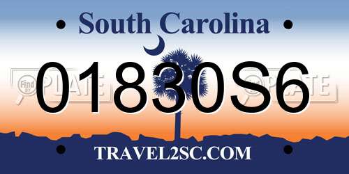 01830S6 South Carolina License Plate