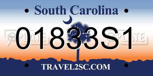 01833S1 South Carolina License Plate