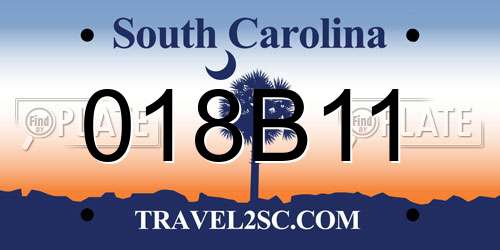 018B11 South Carolina License Plate