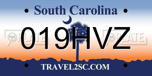 019HVZ South Carolina License Plate
