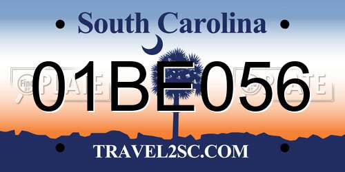 01BE056 South Carolina License Plate