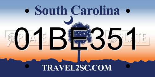 01BE351 South Carolina License Plate