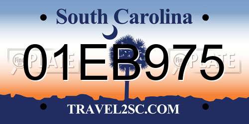 01EB975 South Carolina License Plate