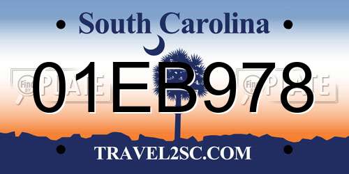 01EB978 South Carolina License Plate