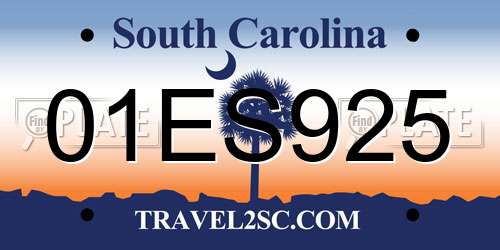01ES925 South Carolina License Plate