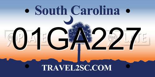 01GA227 South Carolina License Plate