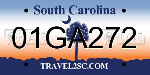 01GA272 South Carolina License Plate