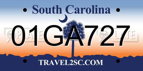 01GA727 South Carolina License Plate