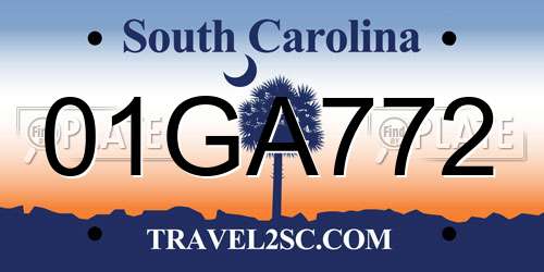 01GA772 South Carolina License Plate