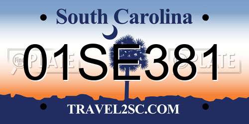 01SE381 South Carolina License Plate