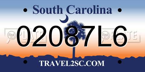 02087L6 South Carolina License Plate