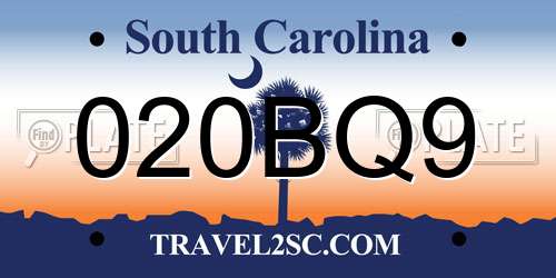 020BQ9 South Carolina License Plate