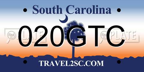 020GTC South Carolina License Plate