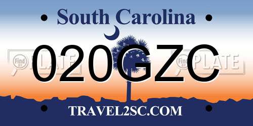 020GZC South Carolina License Plate