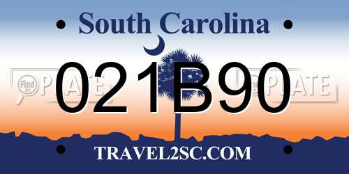 021B90 South Carolina License Plate
