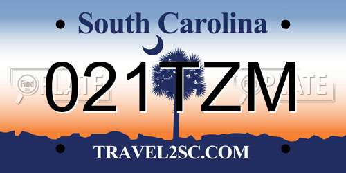 021TZM South Carolina License Plate
