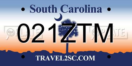 021ZTM South Carolina License Plate