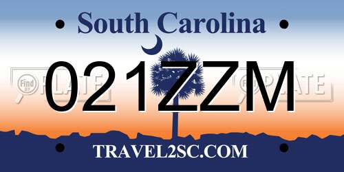 021ZZM South Carolina License Plate