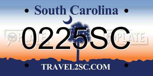 0225SC South Carolina License Plate