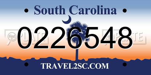 0226548 South Carolina License Plate