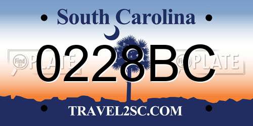 0228BC South Carolina License Plate