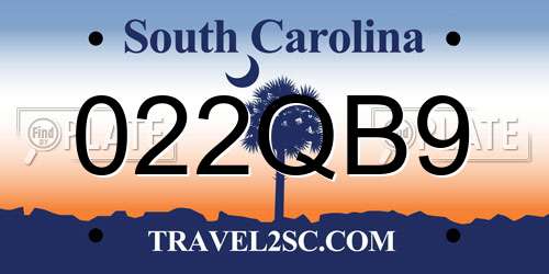 022QB9 South Carolina License Plate