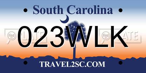 023WLK South Carolina License Plate
