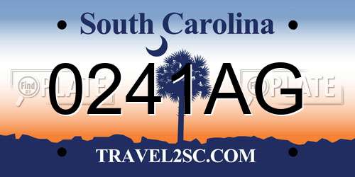 0241AG South Carolina License Plate