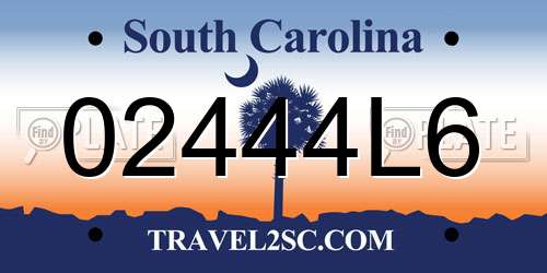 02444L6 South Carolina License Plate