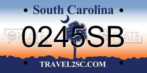 0245SB South Carolina License Plate