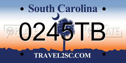 0245TB South Carolina License Plate