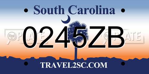 0245ZB South Carolina License Plate