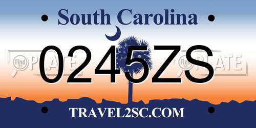 0245ZS South Carolina License Plate