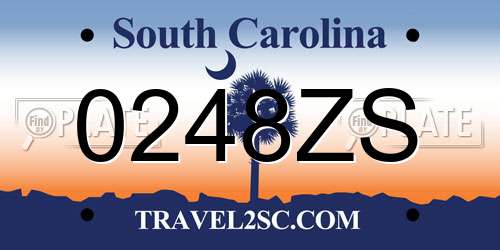 0248ZS South Carolina License Plate