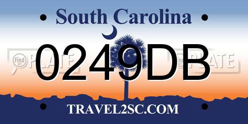 0249DB South Carolina License Plate