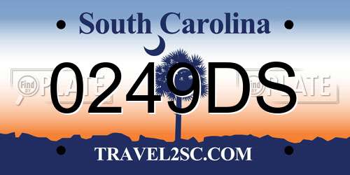 0249DS South Carolina License Plate