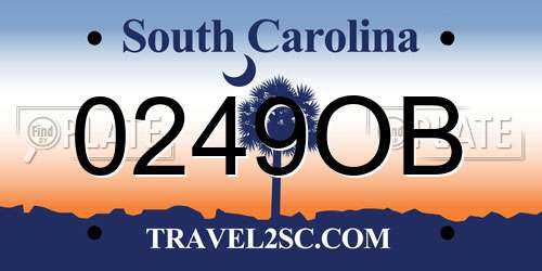 0249OB South Carolina License Plate